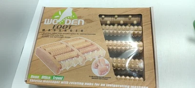 Dual Wooden Shiatsu 10 Roller Foot Massager New In Box Portable - image 1 of 4