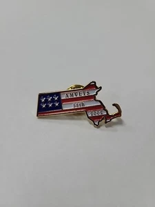AMVETS  Massachusetts State Shape Pin Gold Tone Enamel USA Veteran 2002 - Picture 1 of 2