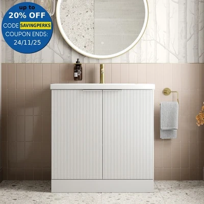 AFFINE Bathroom Vanity Unit Basin Sink Free Standing 800mm Door Cabinet Storage White