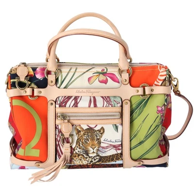 Salvatore Ferragamo Gancini Дамская сумка кремовый бежевый мульти нейлона кожи - Изображение 1 из 4