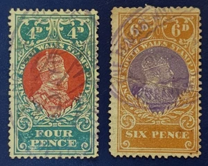 New South Wales 4d & 6d Stamp of Stamp Duty Nice Used Stamps - Picture 1 of 2