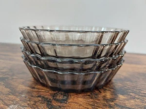 4x Vintage Smoked Glass Arcopal France Tartlet Mini Quiche Tart Flan Dishes - Picture 1 of 3