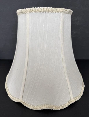 Lampshade Cloth And Wire Slant Fancy Octagon Softback White 11” Tall Beautiful - Image 1 of 4