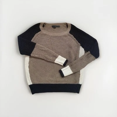 Suéter 360Sweater Mujer Mediano Bloque de Color Beige Negro Blanco Mezcla de Lino Y2K Foto 1 de 3