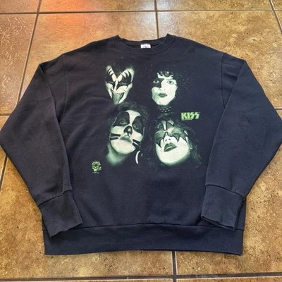 1996 KISS ARMY Sweatshirt VTG Band Crewneck Sweater large 90s Glow In Dark Shirt - Image 1 of 4
