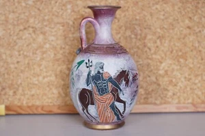 Griechische Keramik Amphore,Bemalte Vase,Poseidon Apollon,Goldstaffage,22 cm - Bild 1 von 6