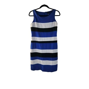BANANA REPUBLIC Size 4 Linen Blend Stripe Dress Sleeveless Shift  - Picture 1 of 8