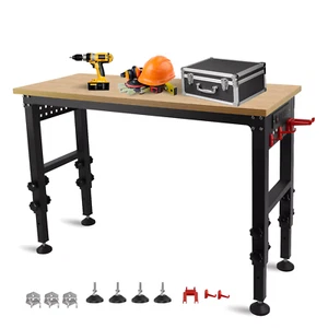 48" Adjustable Workbench with Power Outlet Heavy Duty Ideal for Workshops Office - Picture 1 of 7