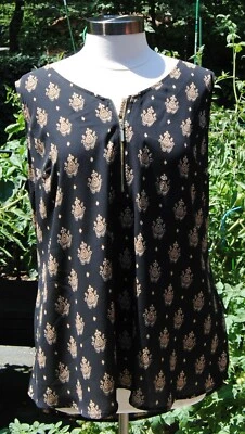 Blusa sin mangas con estampado negro/bronceado marca DB 1x Top Nueva con etiquetas  Foto 1 de 4