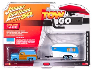 Johnny Lightning *TOW & GO 2A* BLUE 1955 Ford Panel with Camper Trailer NIP! - Picture 1 of 1