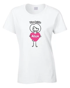 Camiseta The Bride Damas Mujeres Regalo Boda Casado Fiesta de Gallina Añadir Nombre - Imagen 1 de 1