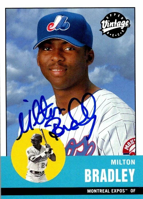 Milton Bradley autographed baseball card (Expos) 2001 Upper Deck Vintage #250 - Image 1 of 1