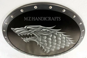 Scudo 22 pollici Ned Stark rovere medievale Dire Wolf guerra Game of Thrones regalo X-Mas - Foto 1 di 10