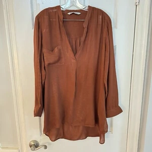 Zara Damen Gr. L Oversize leichtes Pull Over Shirt braun langarm Freizeit - Bild 1 von 9