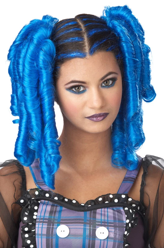 Peluca Disfraz Infantil Cosplay Azul Anime Japonés Rizos  Foto 1 de 1