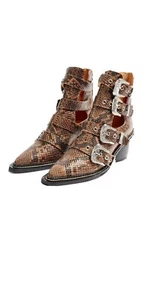 NEW TOPSHOP MAGIC SNAKE LEATHER BUCKLE WESTERN BOOT UK 6 Eu RRP £89 - Picture 1 of 6
