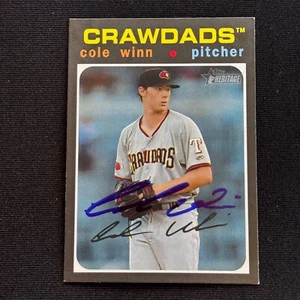 COLE WINN Signed Autographed 2020 Topps Heritage Minors League Card Rangers #156 - Imagen 1 de 1