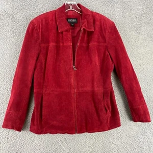Bernardo Nordstrom Suede Jacket Women's PL Red Lined Full Zip Pockets Washable - Picture 1 of 10