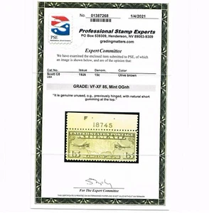 OUTSTANDING GENUINE SCOTT #C8 MINT OG NH PSE CERT GRADED VF-XF 85 PLATE #18745 - Picture 1 of 3