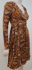 Altuzarra For Target orange braun Python Tiermotiv V-Ausschnitt Plisseekleid neu mit Etikett - Bild 1 von 5