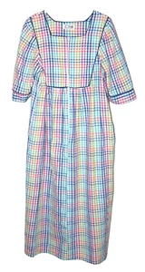 Styled by Saybury 1/2 Zip Rainbow Check Seersucker Summer Robe Women Size Medium - Picture 1 of 13