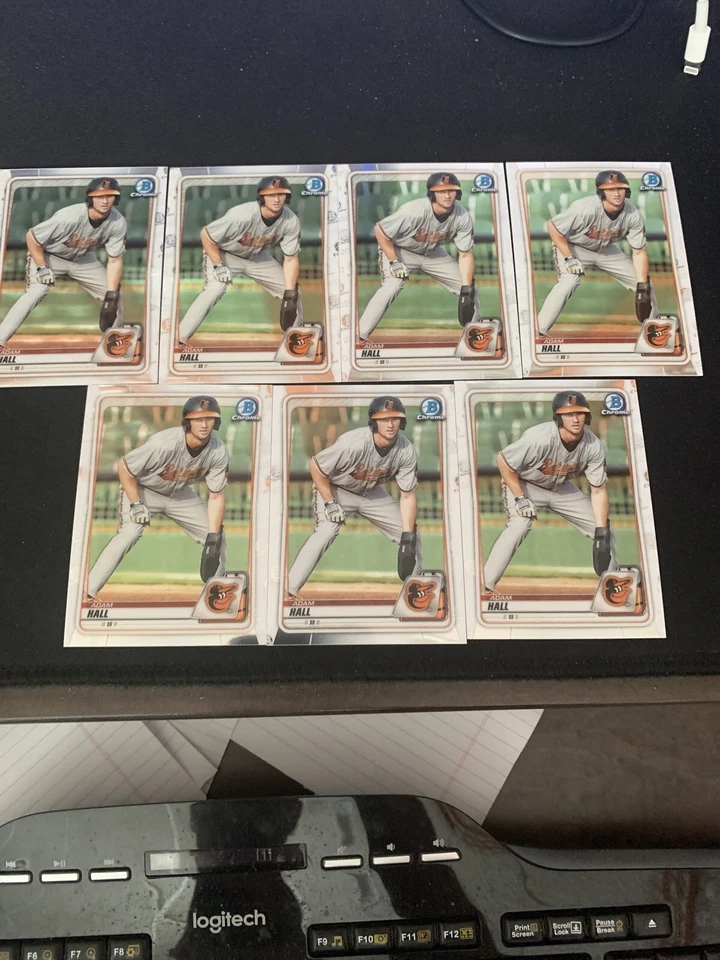 Lot Of (7) 2020 Bowman Chrome Adam Hall Baltimore Orioles Prospect BCP-90 - Image 1 of 2