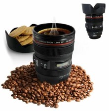 TAZZA PER BEVANDE A FORMA DI OBIETTIVO MACCHINA FOTOGRAFICA REFLEX CON COPERCHIO