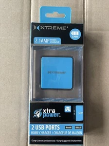 Xtreme Dual Port USB Home Charger 2.1 AMP NEW Factory Sealed (Sky Blue) - Picture 1 of 2