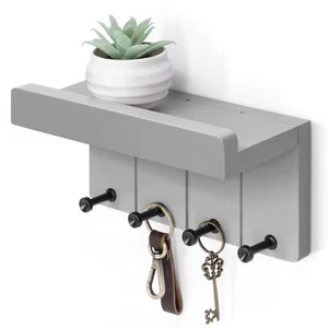 Small Key Holder Wall Mount - Decorative Key and Mail Holder for Wall with Sh... - Picture 1 of 6