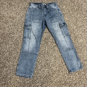 KanCan hellblaue Denim geknöpfte Distressed Damenjeans 3/25 - Bild 1 von 4