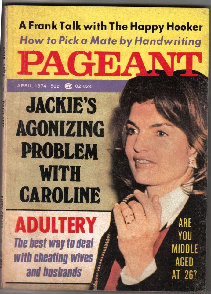 Revista Pageant Celebridade Jackie Kennedy Onassis Happy Hooker Abril 1974 - Imagem 1 de 1