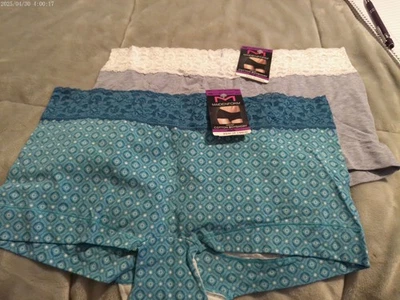 2 Bragas Cortas Pr-Azul con Estampado Blanco y Aqua Algodón Maidenform 40859 Boyshort *NUEVAS* 2X 9 Foto 1 de 2