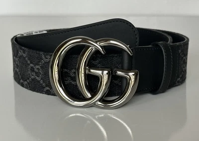古驰 Marmont 女式帆布/皮革 GG 皮带 Balck 尺码 85/34 意大利全新带标签 400593 — 第 1/4 张图片