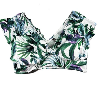 Top de Bikini Torrid Inalámbrico Manga Volantes Verde Susie Tropical Talla 2 18-20 G283 Foto 1 de 4