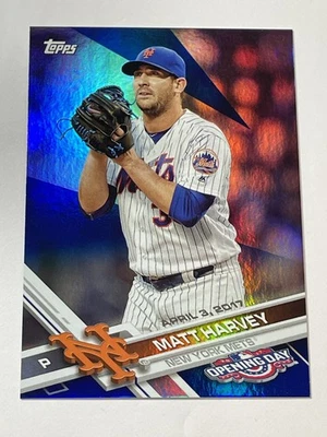 2017 Topps Opening Day Baseball Rainbow Foil Blue - Matt Harvey - New York Mets - Image 1 of 2