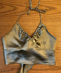 Motel Damen Olivgrün Camisole Neckholder Crop Top S - Bild 1 von 4