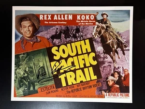 Foto firmada por Rex Allen de 8x10 actor de Hollywood South Pacific Trail  - Imagen 1 de 1