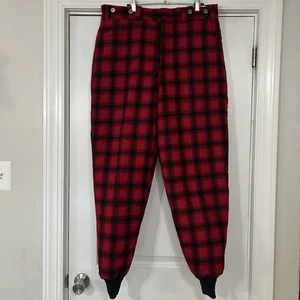 VTG 80s LL Bean Flannel Hunting Pants Men’s 35x32 Buffalo Plaid Wool Thinsulate - Picture 1 of 24