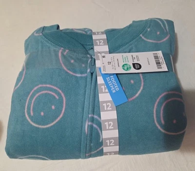 Girls size 12 "Carter's" Smiley Face Footed Fleece Blanket Sleeper- NWT - Image 1 of 4
