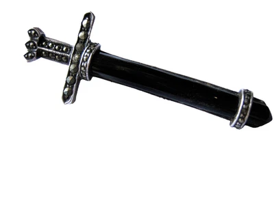 Spada Onice Nera Spilla Arg.925 Grande - Immagine 1 di 2