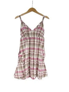 Vintage Y2K Mossimo Supply rosa kariertes Babydoll-Stil Kleid Damen Small  - Bild 1 von 6