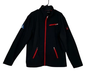 Men's Spyder Transport Soft Shell Jacket (187334) Black Red Trim + Arctic Patch - Picture 1 of 14