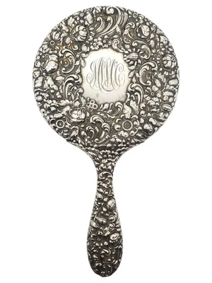 Gorham 纯银古董 Repousse 手镜 C495 #22662 — 第 1/4 张图片