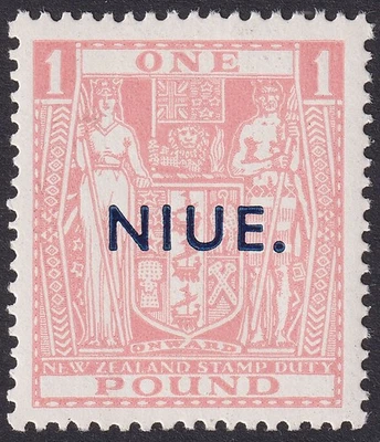 Niue 1943 KGVI Postal Fiscal £1 Rosa wmk Único UM Como Nuevo SG82 gato £200 MNH Foto 1 de 2