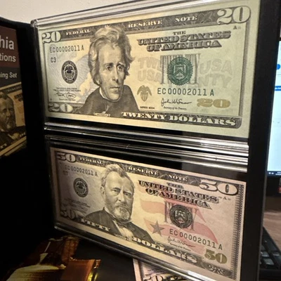 2004 Series $50 + $20 Notes with Matching LOW Serial #s, Philadelphia Evolutions - Image 1 of 4