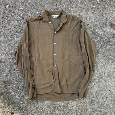 Camisa De Colección Años 50 Rob Roy Verde Oliva Rayón Gabardina Inclinada Bolsillo S/Mediana Foto 1 de 4