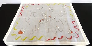 BEAUTIFUL VINTAGE E. WELLS COCKTAIL GLASSES AND CAFE THEME TABLECLOTH - Picture 1 of 8