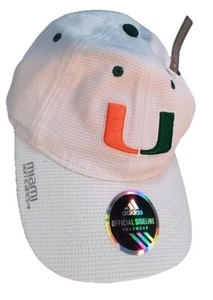 Adidas Miami Hurricanes Slouch Cap cappello bianco regolabile NCAA Sideline logo U nuovo con etichette - Foto 1 di 4