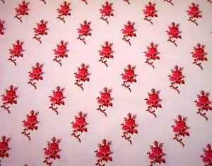 Quilt Fabric By Half-Yard Red Floral & Leaves on Cream Premium Cotton #B C - Picture 1 of 2
