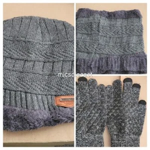Paquete de 3 piezas Guantes Calentadores Cuello de Gorro Forrados de Sherpa Hombres Mujeres - Imagen 1 de 4